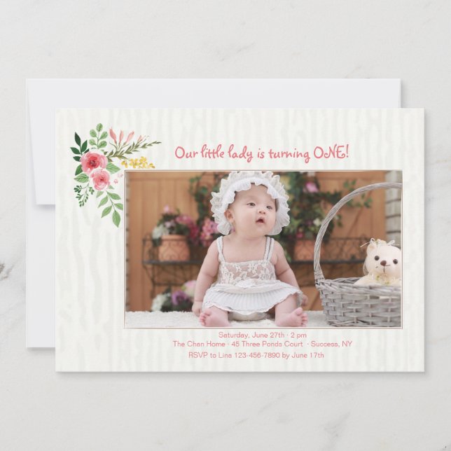 Invitación a la foto de expresión rosa (Anverso)