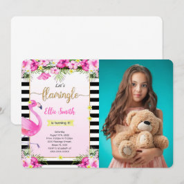 Invitación a la foto de Flamingo editable