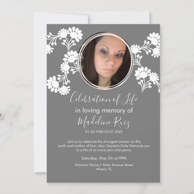 Invitación a la foto de Floral Motif Celebración d (Anverso)
