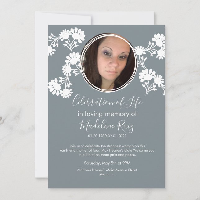 Invitación a la foto de Floral Motif Celebración d (Anverso)