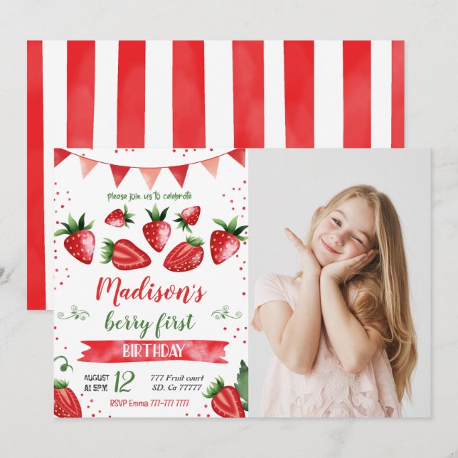 Invitación a la foto de fresa (Anverso / Reverso)