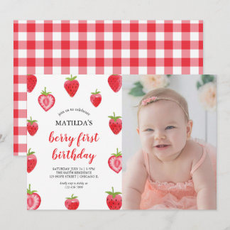 Invitación a la foto de fresa del primer cumpleaño