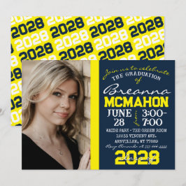 Invitación a la foto de graduación azul marino y a