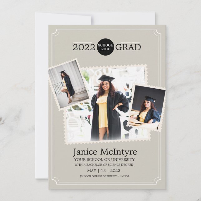 Invitación a la foto de graduación con fotos (Anverso)