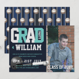 Invitación a la FOTO de GRADUACIÓN de béisbol Azul