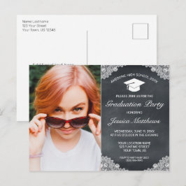 Invitación a la foto de graduación de encaje blanc