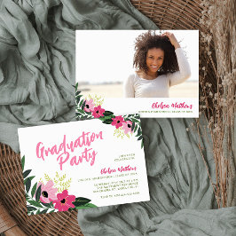 Invitación a la foto de graduación de flores tropi