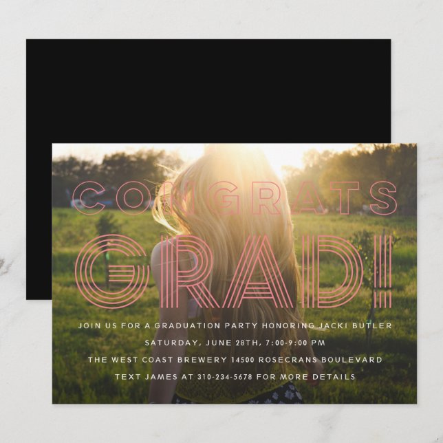 Invitación a la foto de graduación de grado de ret (Anverso / Reverso)