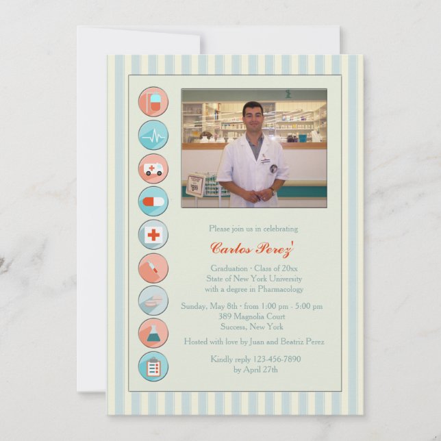 Invitación a la foto de graduación de material méd (Anverso)