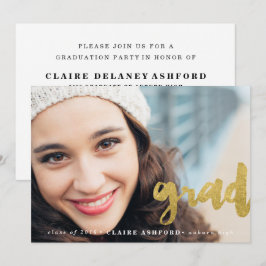 Invitación a la foto de graduación de oro con guió