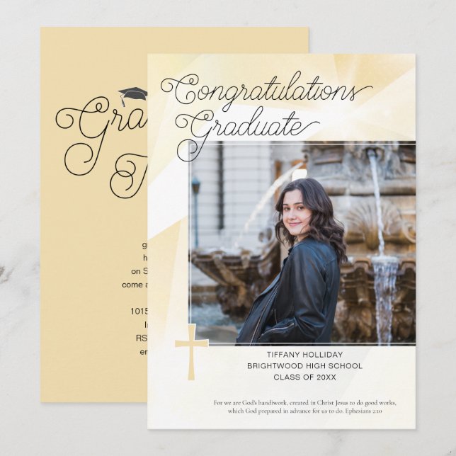Invitación a la foto de graduación de oro cristian (Anverso / Reverso)