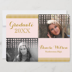 Invitación a la foto de graduación de Peach y Gold
