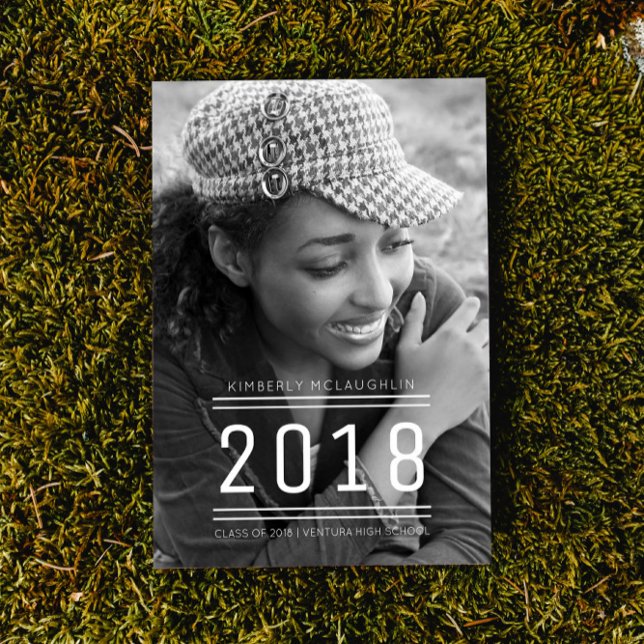 Invitación a la foto de graduación de Preppy Class (Classic Preppy Graduation Photo Invite - White)