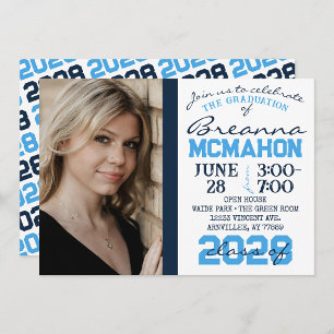 Invitación a la foto de graduación en azul claro y