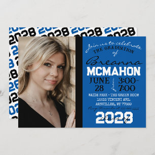 Invitación a la foto de graduación en azul, negro 