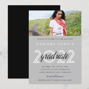 Invitación a la foto de graduación gris moderna