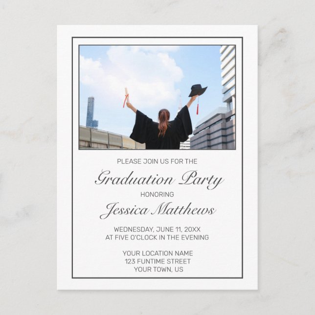 Invitación a la foto de graduación Minimalista mod (Anverso)