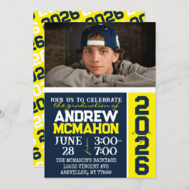 Invitación a la foto de graduación moderna de la M