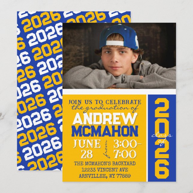 Invitación a la foto de graduación moderna de oro  (Anverso / Reverso)