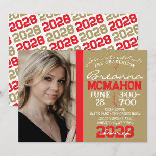 Invitación a la foto de graduación moderna de oro