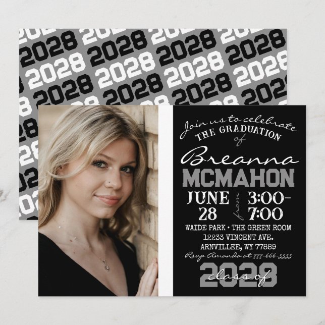 Invitación a la foto de graduación moderna en blan (Anverso / Reverso)