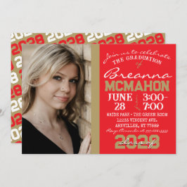 Invitación a la foto de graduación moderna en rojo