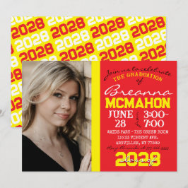 Invitación a la foto de graduación moderna roja y