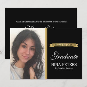 Invitación a la foto de graduación negra clásica