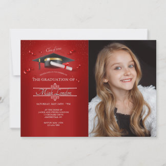 Invitación a la foto de graduación roja de Ruby