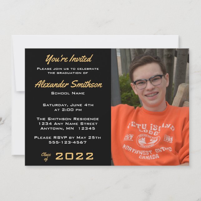 Invitación a la foto de graduación simple en blanc (Anverso)
