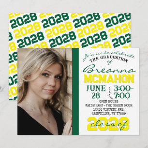 Invitación a la foto de graduación verde, amarillo