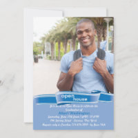 Invitación a la foto de graduado de la cinta azul