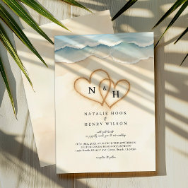 Invitación a la foto de la boda de la playa con co