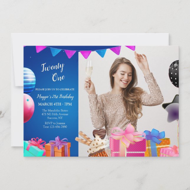 Invitación a la foto de la celebración del cumplea (Anverso)