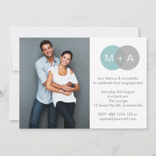 Invitación a la foto de la fiesta de compromiso de (Anverso)