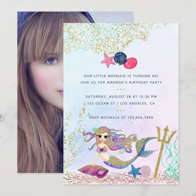 Invitación a la foto de la fiesta de cumpleaños de (Anverso / Reverso)