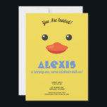 Invitación a la foto de la fiesta de cumpleaños de<br><div class="desc">Invite a toda su familia y amigos a la fiesta de cumpleaños con temática de pato de su hijo con estas adorables invitaciones de cumpleaños de Cara de Pato. Fácil de personalizar con la información de su fiesta. Añadir una foto de su hijo en la parte posterior (opcional).</div>
