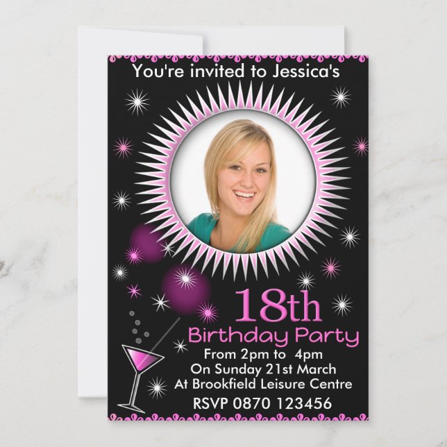 Invitación a la foto de la fiesta de cumpleaños nú (Anverso)
