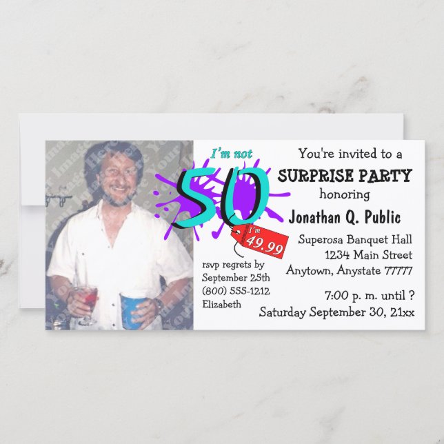 Invitación a la foto de la fiesta de cumpleaños nú (Anverso)