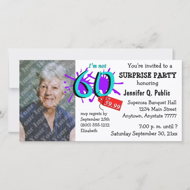 Invitación a la foto de la fiesta de cumpleaños nú (Anverso)