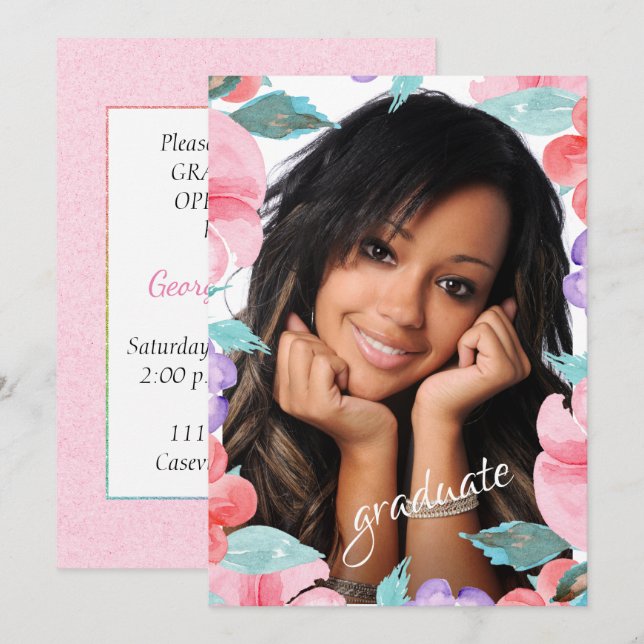 Invitación a la foto de la fiesta de graduación (Anverso / Reverso)