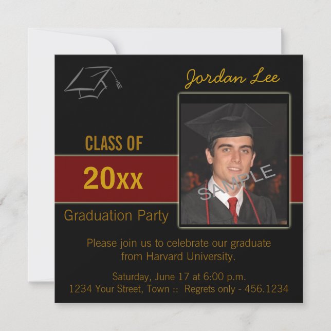 Invitación a la foto de la fiesta de graduación (Anverso)