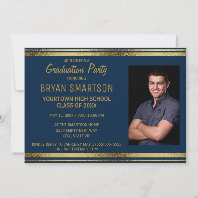 Invitación a la foto de la fiesta de graduación de (Anverso)