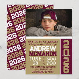 Invitación a la foto de la graduación de oro y bor