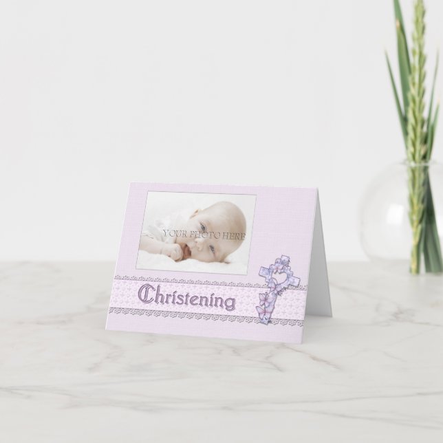 Invitación a la foto de Lavender Christening (Anverso)