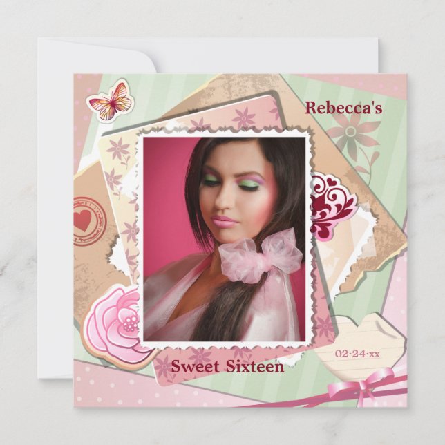 Invitación a la foto de marco romántico (Anverso)