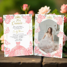 Invitación a la foto de Mis Quince a la floral ros