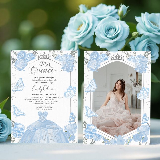 Invitación a la foto de Mis Quince Azul Dusty Espa (Subido por el creador)