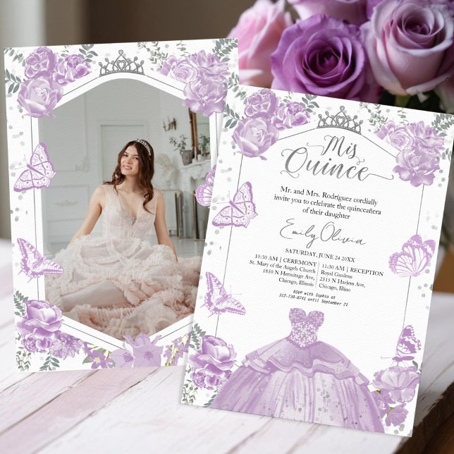 Invitación a la foto de mis Quince Lavender Plata  (Subido por el creador)