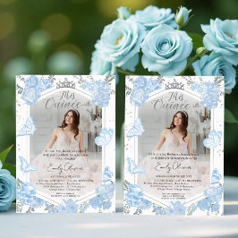 Invitación a la foto de mis quinceañeras azul turb